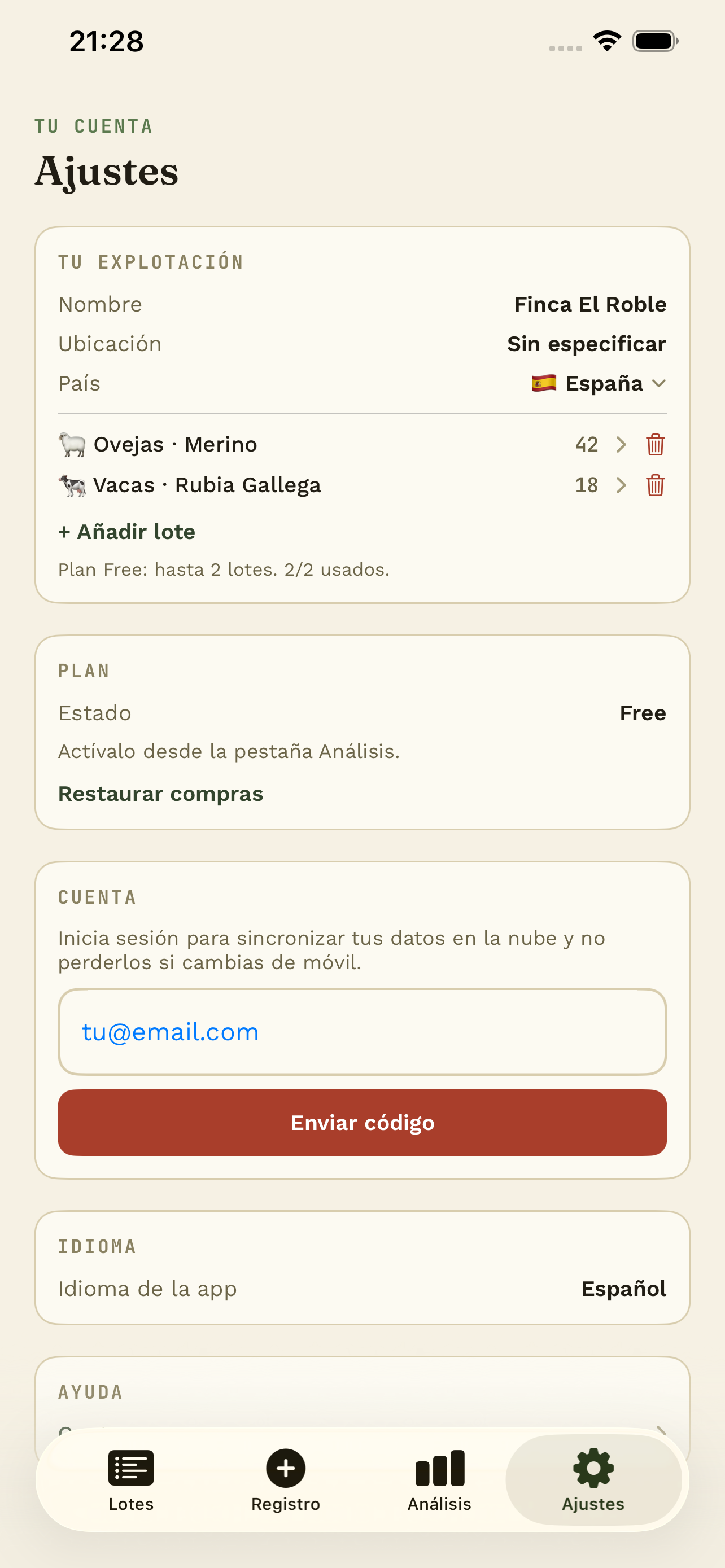 Ajustes y sincronización
